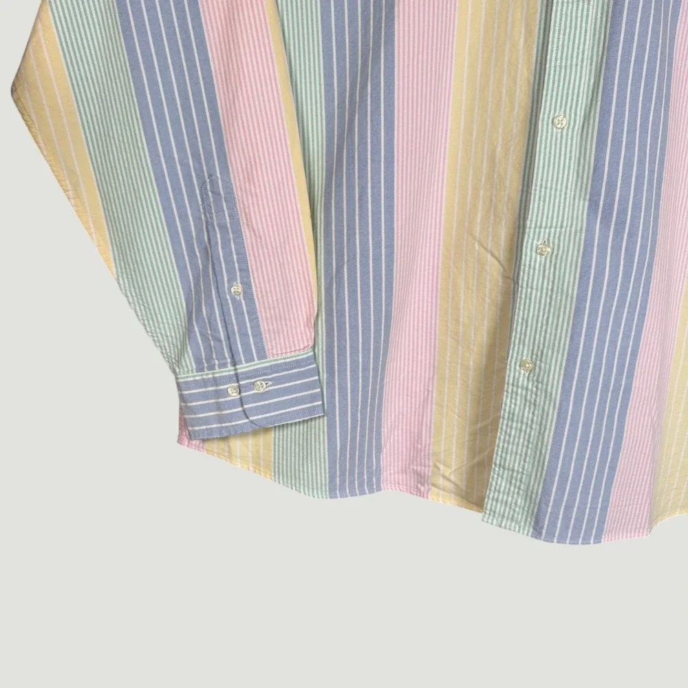Brooks Brothers The Friday Oxford Shirt Mens XXL Multi Color Pastel Stripe‎ NEW